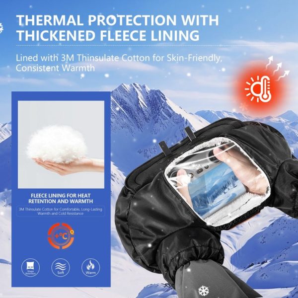STARTRC Universal Drone Remote Control Winter Warm Gloves (Black) - Image 5