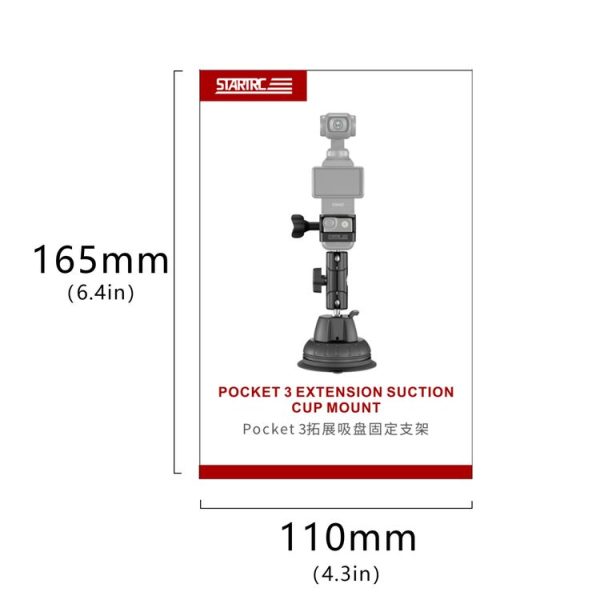 DJI OSMO Pocket 3 STARTRC Suction Cup Holder Expansion Adapter Bracket (Black) - Image 10