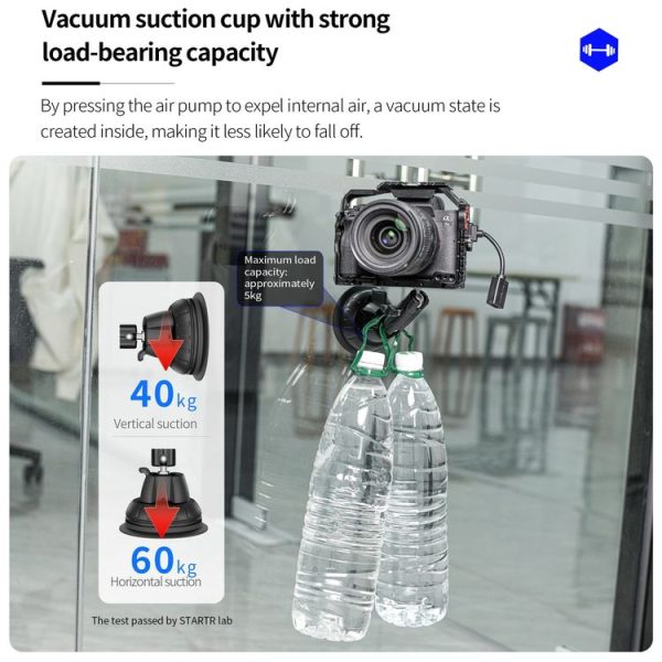 DJI OSMO Pocket 3 STARTRC Suction Cup Holder Expansion Adapter Bracket (Black) - Image 3