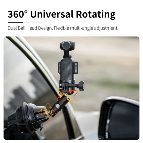 DJI OSMO Pocket 3 STARTRC Suction Cup Holder Expansion Adapter Bracket (Black) - Image 5