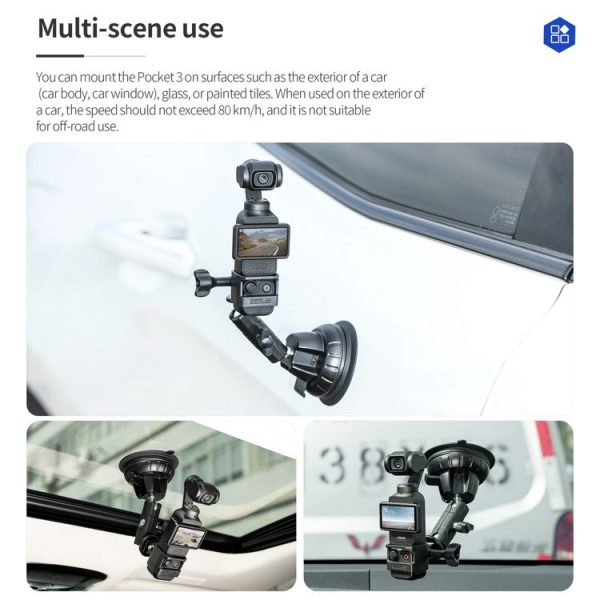 DJI OSMO Pocket 3 STARTRC Suction Cup Holder Expansion Adapter Bracket (Black) - Image 6