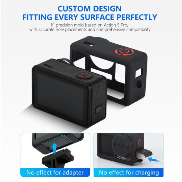DJI Osmo Action 5 Pro STARTRC Silicone Protective Case with Lens Cover (Black) - Image 4