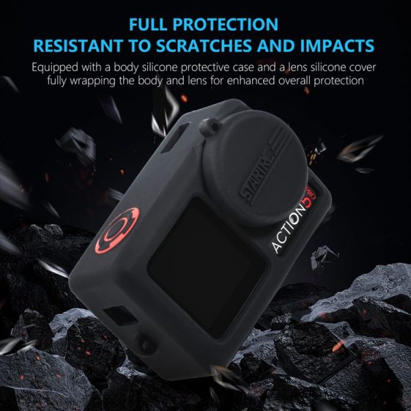 DJI Osmo Action 5 Pro STARTRC Silicone Protective Case with Lens Cover (Black) - Image 5