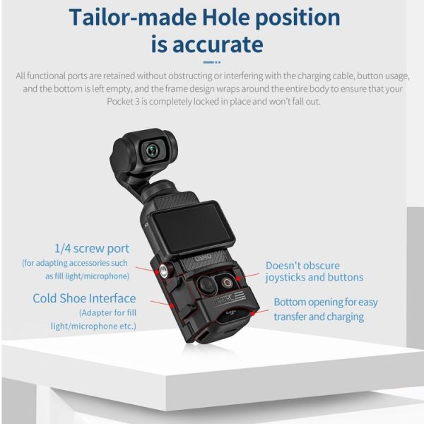 DJI OSMO Pocket 3 STARTRC Multifunctional Fixed Mount Expansion Adapter Bracket (Black) - Image 6