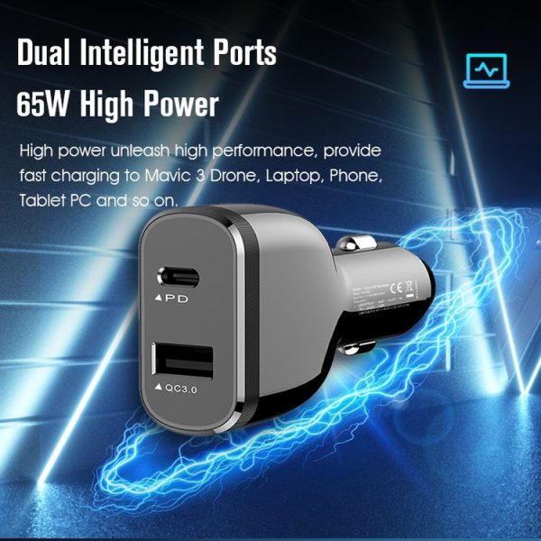 STARTRC QC3.0 Quick Charge Car Charger for DJI Mavic 3 (Black) - Image 4