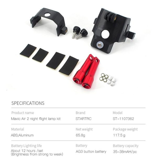 STARTRC Strobe Light Drone Night Flights Remote Control LED Headlamp Searchlight with Fixing Holder for DJI Mavic Air 2 / Air 2S - Image 5
