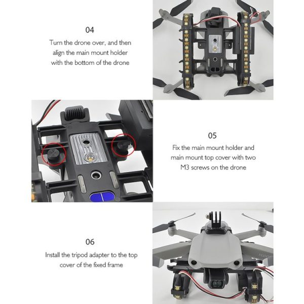 STARTRC For DJI Mavic Air 2 LED Lights Landing Gear with Light Bar (Black) - Image 10