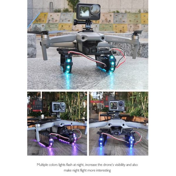 STARTRC For DJI Mavic Air 2 LED Lights Landing Gear with Light Bar (Black) - Image 4