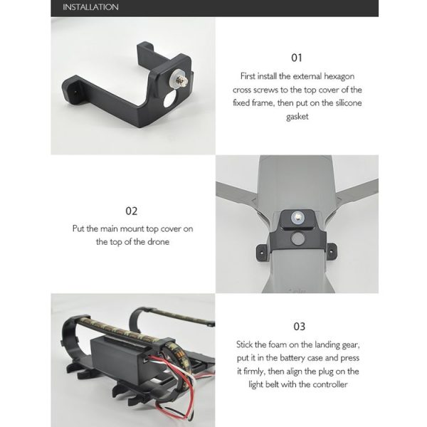 STARTRC For DJI Mavic Air 2 LED Lights Landing Gear with Light Bar (Black) - Image 9