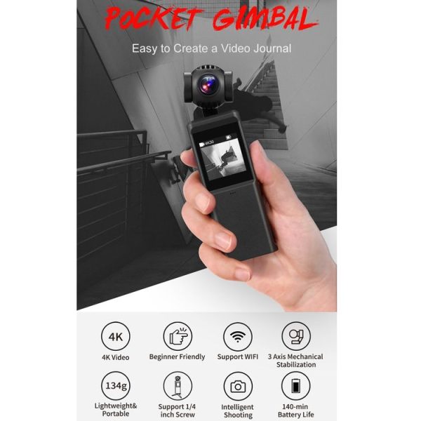 P6A 1080P Pocket Gimbal Camera Mini PTZ Vlog Camera (Black) - Image 7