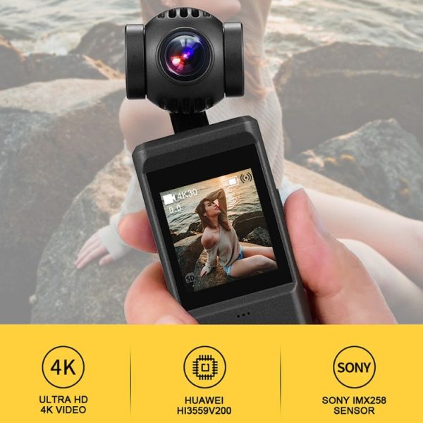 P6A 1080P Pocket Gimbal Camera Mini PTZ Vlog Camera (Black) - Image 8