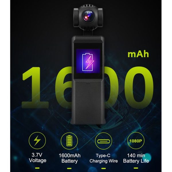 P6A 1080P Pocket Gimbal Camera Mini PTZ Vlog Camera (Black) - Image 9