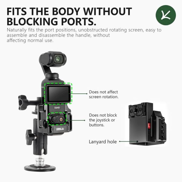 DJI OSMO Pocket 3 STARTRC Metal Protection Frame Cage Expansion Adapter Bracket (Black) - Image 3