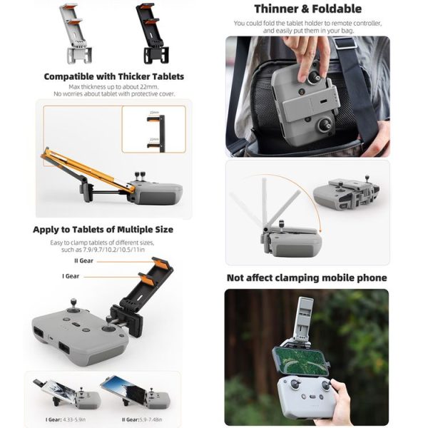 Sunnylife Remote Controller Tablet Holder Stand For DJI RC-N3 / RC-N2 / RC-N1 (Grey) - Image 3