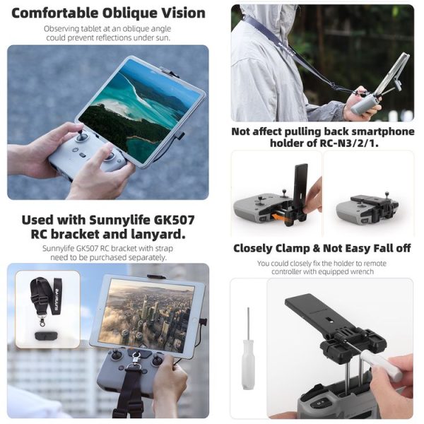 Sunnylife Remote Controller Tablet Holder Stand For DJI RC-N3 / RC-N2 / RC-N1 (Grey) - Image 4