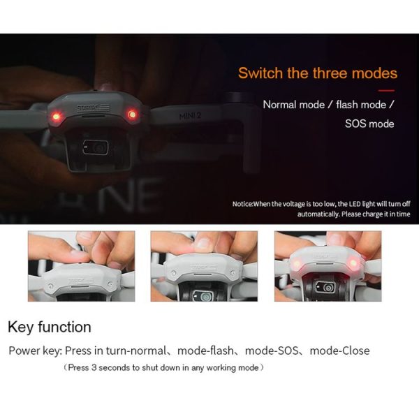 STARTRC 1108665 Rechargeable Body Arm Signal Flashing Warning Light Eye Light Indicator for DJI Mavic Mini 2 (Grey) - Image 10