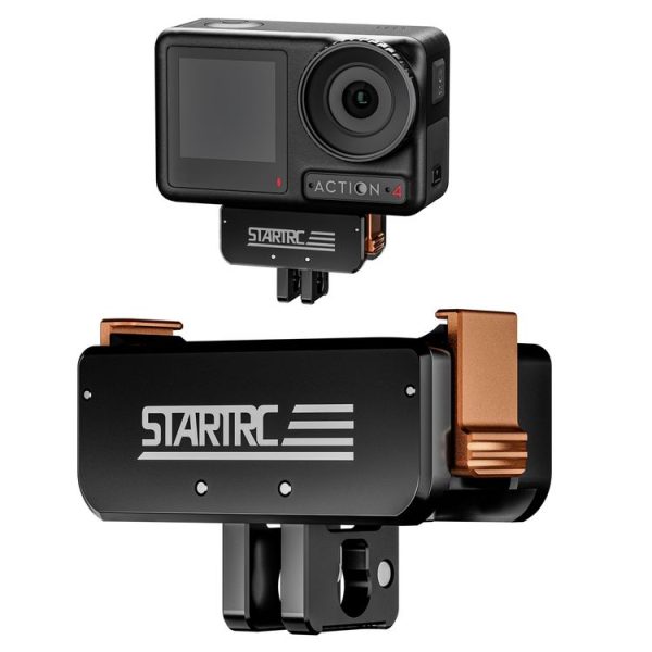 DJI Osmo Action 5 Pro / 4 / 3 STARTRC Metal Quick Adapter Magnetic Foldable Extension Bracket (Black+Orange)