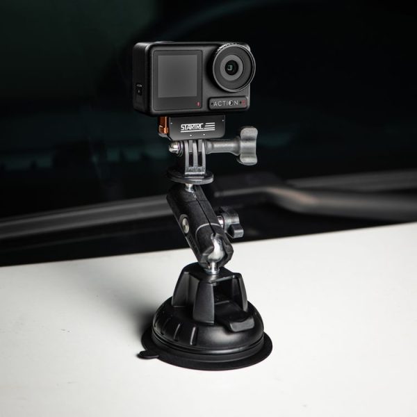 DJI Osmo Action 5 Pro / 4 / 3 STARTRC Metal Quick Adapter Magnetic Foldable Extension Bracket (Black+Orange) - Image 5