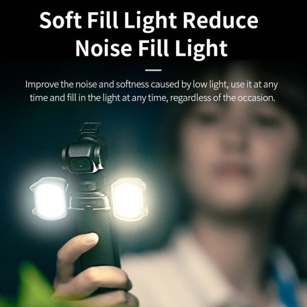 DJI Pocket 3 STARTRC Cat-ears Magnetic Fill Light with Holder Clip Kit (Grey) - Image 3