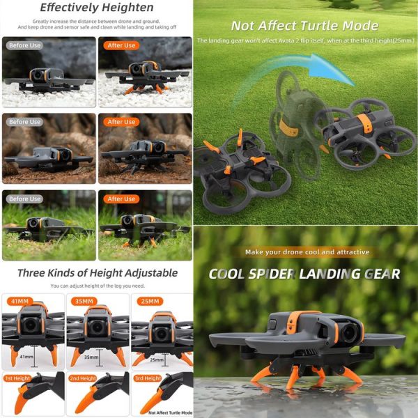 DJI AVATA 2 Sunnylife LG797 Landing Gear Extensions Heightened Spider Gears Support Leg (Orange) - Image 3