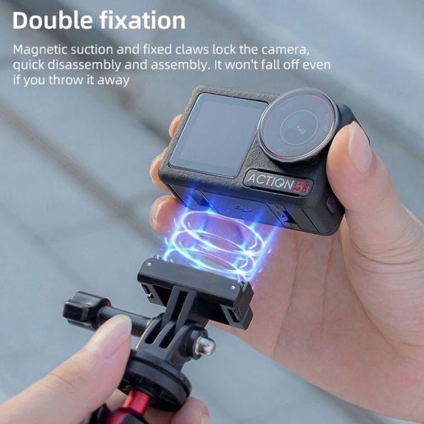 DJI Osmo Action 5 Pro / 4 / 3 Magnetic Quick Release Base Mount Adapter (Black) - Image 3