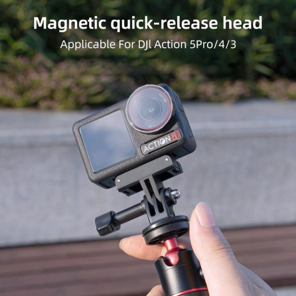DJI Osmo Action 5 Pro / 4 / 3 Magnetic Quick Release Base Mount Adapter (Black) - Image 4