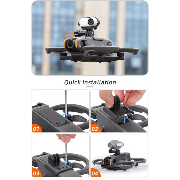 DJI Avata 2 Sunnylife Action Camera Holder Mount Drone Light Bracket Lamp (Black) - Image 8