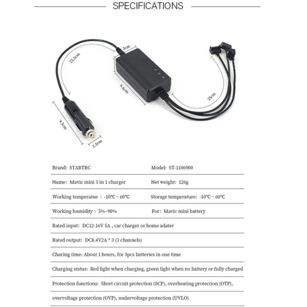 STARTRC 3 in 1 Car Charger for DJI MAVIC Mini - Image 9