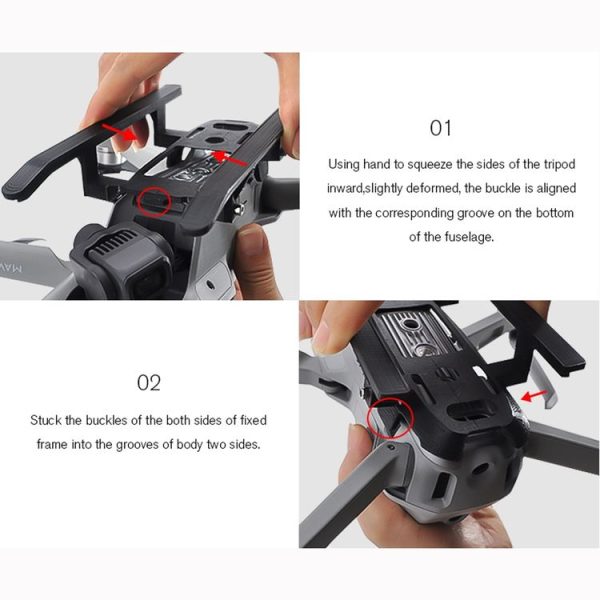 STARTRC For DJI Mavic Air 2 Portable Anti-fall Anti-dirt Heightened Landing Gear Training Rack (Black) - Image 7