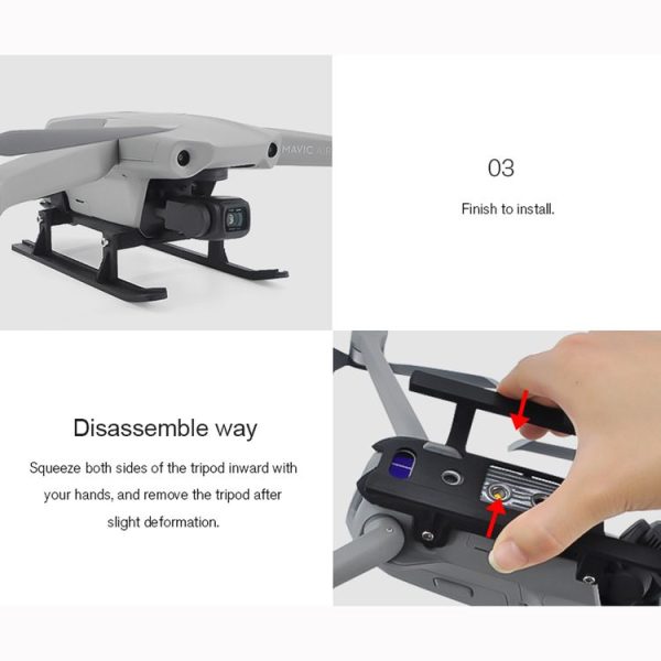 STARTRC For DJI Mavic Air 2 Portable Anti-fall Anti-dirt Heightened Landing Gear Training Rack (Black) - Image 8