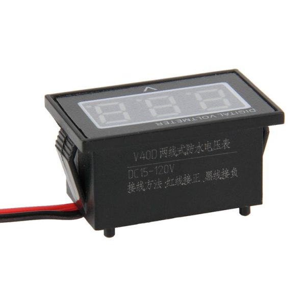 V40D 2 Wires Red Light Display Mini Waterproof IPX4 Digital Voltage Meter, Measure Voltage: DC 15-120V - Image 4