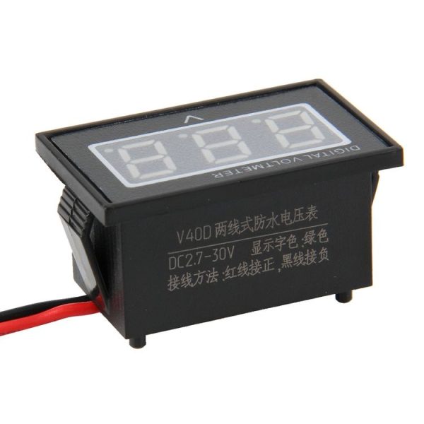 V40D 2 Wires Green Light Display Mini Waterproof IPX4 Digital Voltage Meter, Measure Voltage: DC 2.5-30V - Image 4