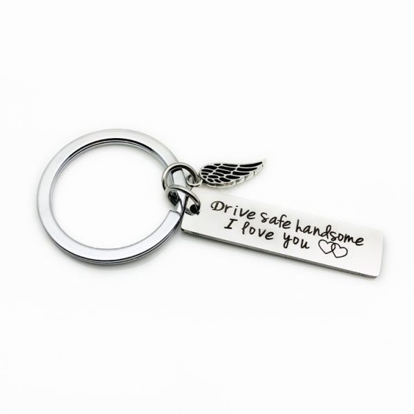 Creative Drive Safe Handsome Words Stainless Steel Keychain Key Rings (Wing) - Image 2