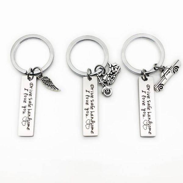 Creative Drive Safe Handsome Words Stainless Steel Keychain Key Rings (Wing) - Image 3