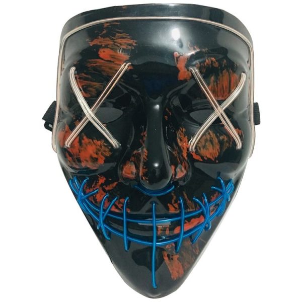 Halloween Festival Party X Face Seam Mouth Two Color LED Luminescence Mask (White Blue) - Image 2