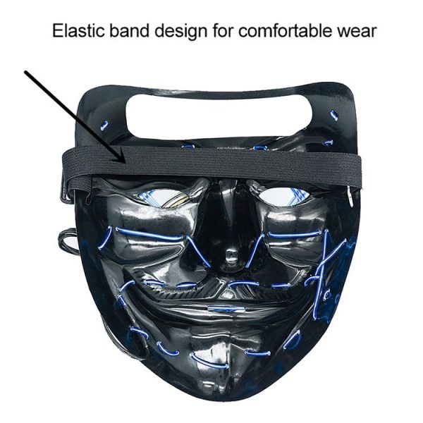 Halloween Festival Party X Face Seam Mouth Two Color LED Luminescence Mask (White Blue) - Image 4