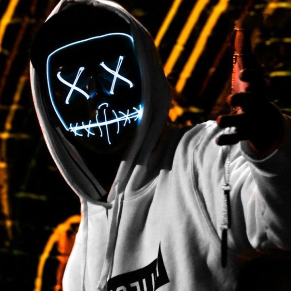 Halloween Festival Party X Face Seam Mouth Two Color LED Luminescence Mask (White Blue) - Image 5
