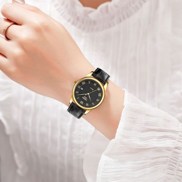 SKMEI 9058 Multifunctional Outdoor Fashion Waterproof Gold Shell Quartz Wrist Watch (Men Style Silver Face Brown Strap) - Image 9