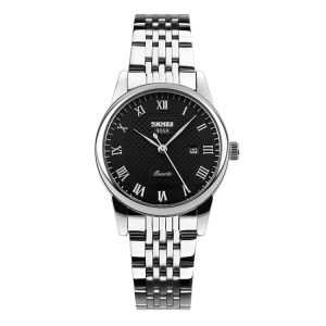 SKMEI 9058 Multifunctional Outdoor Fashion Waterproof Steel Strip Quartz Wrist Watch (Women Style Black)