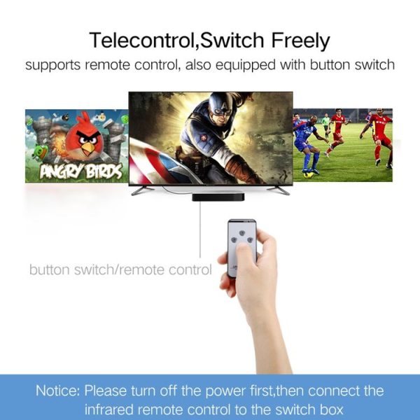 UGREEN 40234 4K x 2K 3 x 1 Ports (3 Ports Input x 1 Port Output) HDMI Switch with Remote Control, Support 3D - Image 6