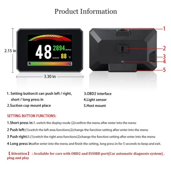 P16 Car HUD Head-up Display OBD2 Fault Code Elimination - Image 6