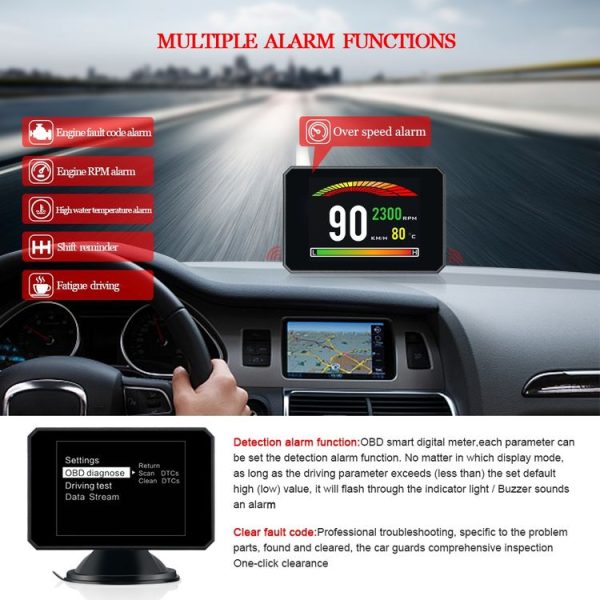 P16 Car HUD Head-up Display OBD2 Fault Code Elimination - Image 7