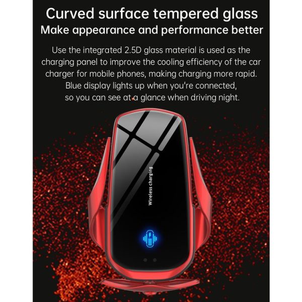 F3 Car Electric Infrared Sensor Wireless Charger Bracket (Red) - Image 13