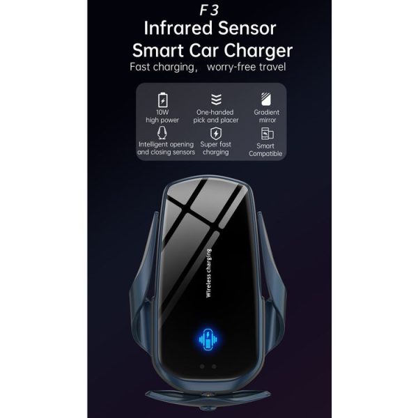 F3 Car Electric Infrared Sensor Wireless Charger Bracket (Red) - Image 2