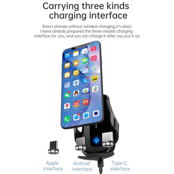 F3 Car Electric Infrared Sensor Wireless Charger Bracket (Red) - Image 5