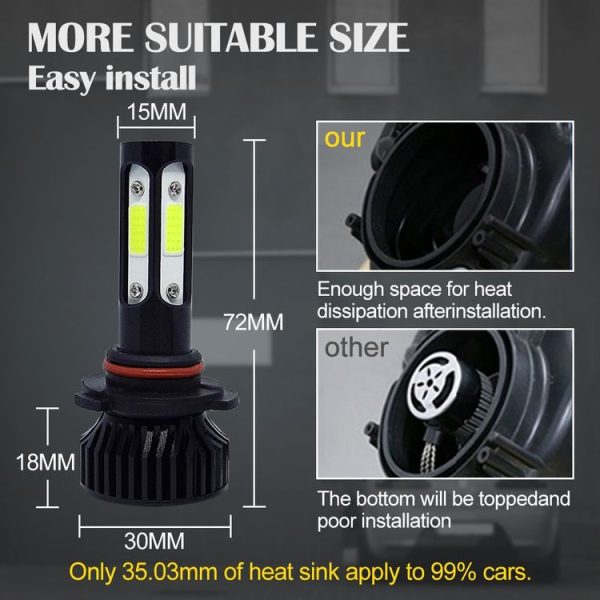V4 9005 2 PCS DC9-36V 22W 2500LM 6000K White Light IP68 Car LED Headlight Lamps (Black) - Image 12