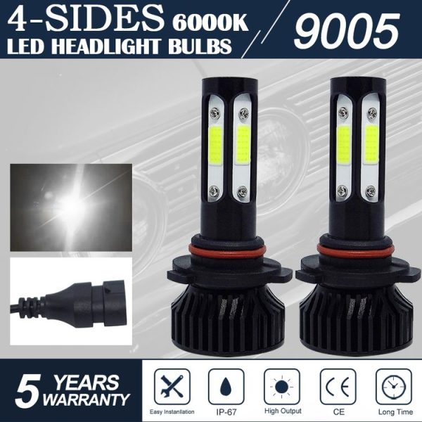 V4 9005 2 PCS DC9-36V 22W 2500LM 6000K White Light IP68 Car LED Headlight Lamps (Black) - Image 4