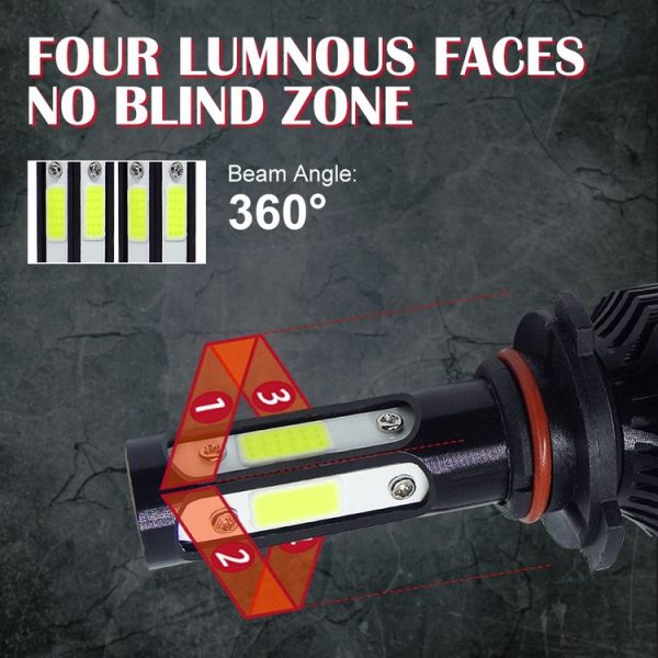 V4 9005 2 PCS DC9-36V 22W 2500LM 6000K White Light IP68 Car LED Headlight Lamps (Black) - Image 6