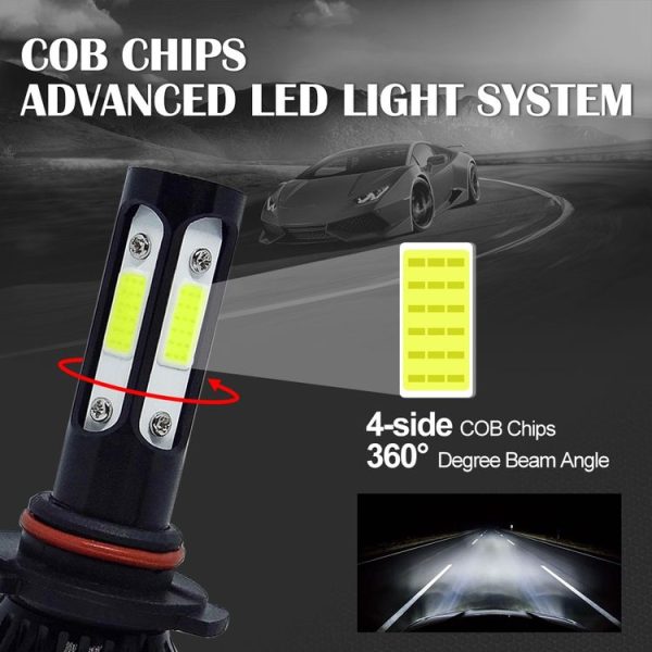 V4 9005 2 PCS DC9-36V 22W 2500LM 6000K White Light IP68 Car LED Headlight Lamps (Black) - Image 7