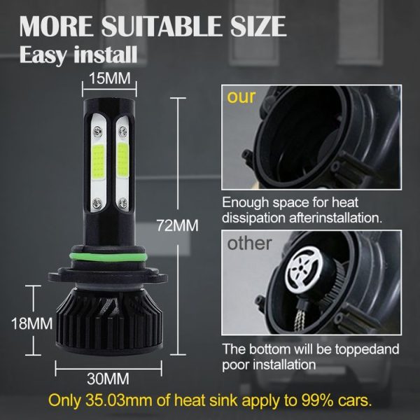 V4 9006 2 PCS DC9-36V 22W 2500LM 6000K White Light IP68 Car LED Headlight Lamps (Black) - Image 12